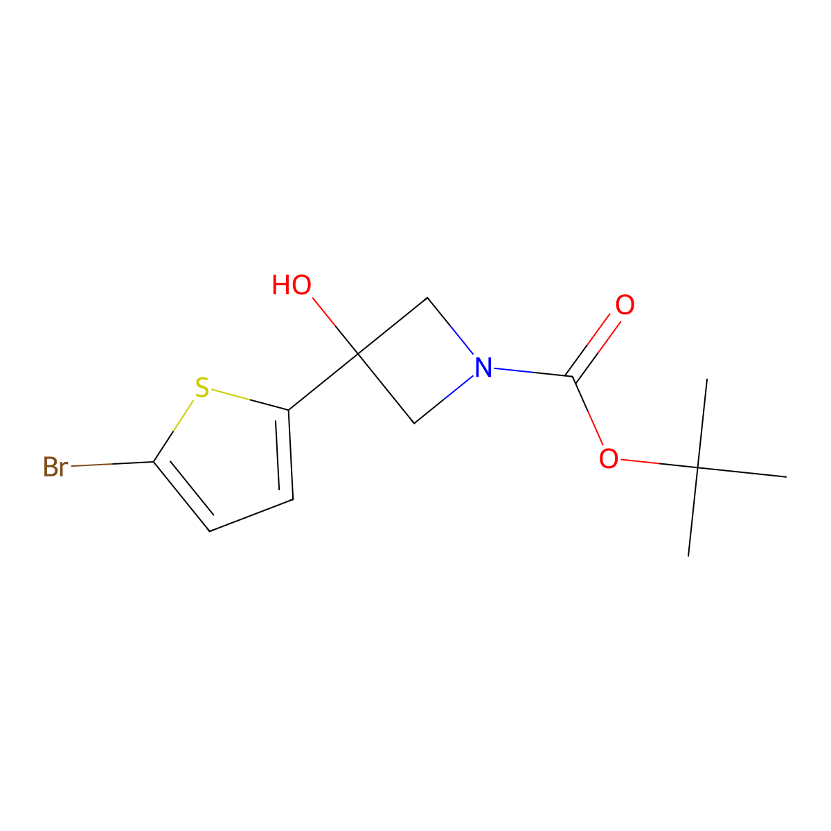 Tert-butyl 3-(5-bromothiophen-2-yl)-3-hydroxyazetidine-1-carboxylate molecular structure, CAS 3066769-76-1