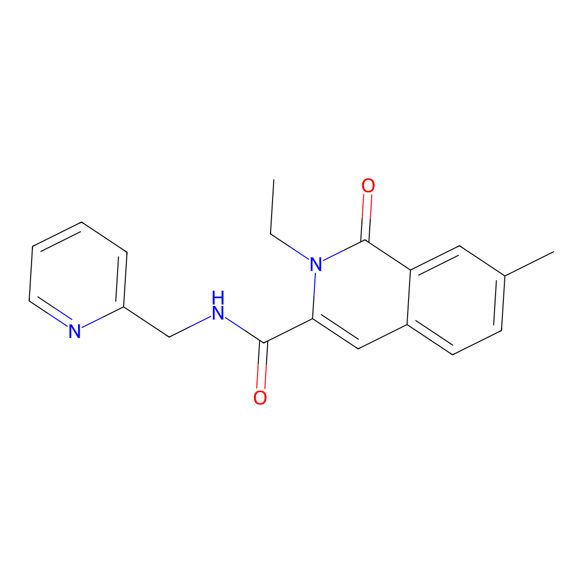 2-ethyl-7-methyl-1-oxo-N-(pyridin-2-ylmethyl)isoquinoline-3-carboxamide molecular structure, CAS 3066781-51-6