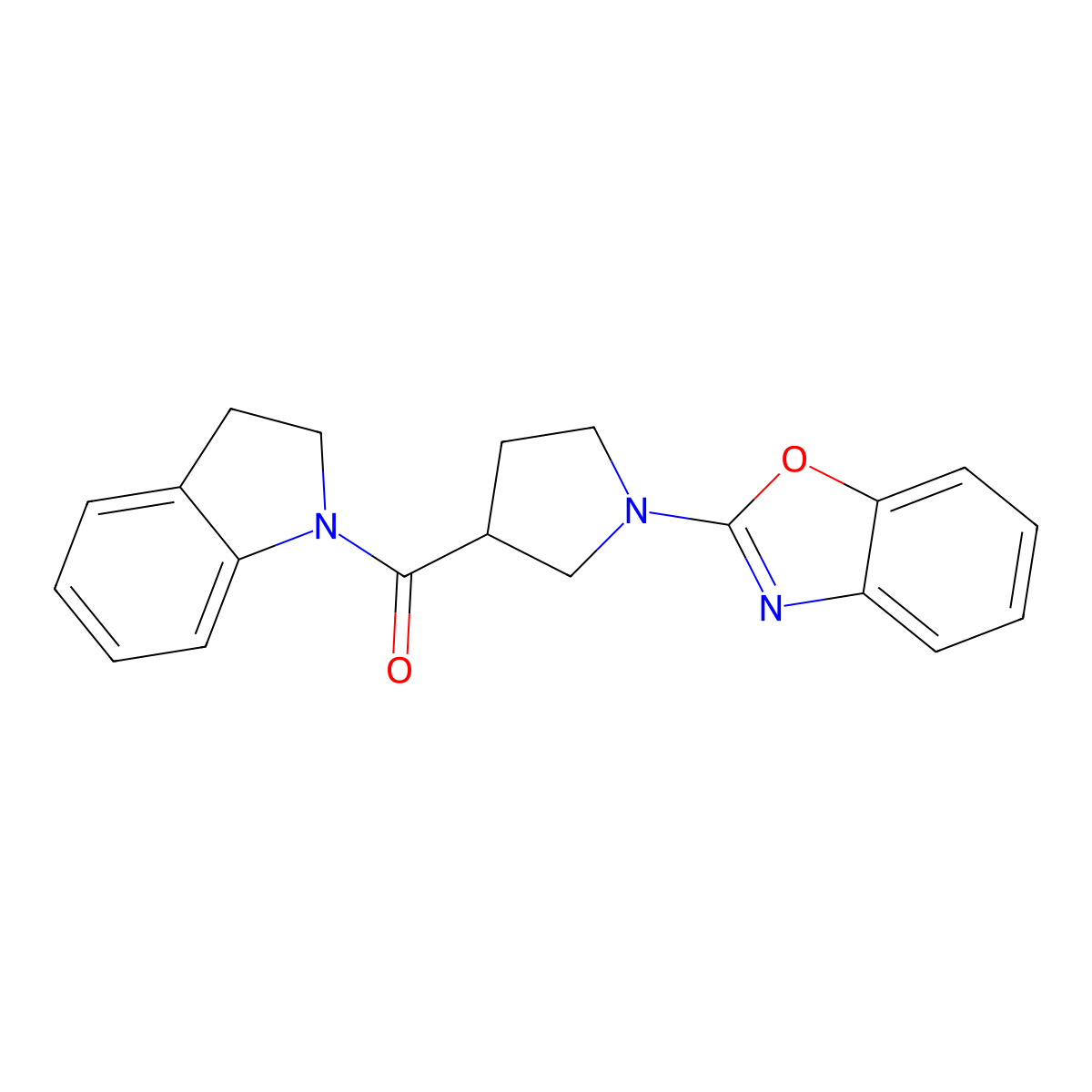 [1-(1,3-Benzoxazol-2-yl)pyrrolidin-3-yl]-(2,3-dihydroindol-1-yl)methanone molecular structure, CAS 3066785-14-3