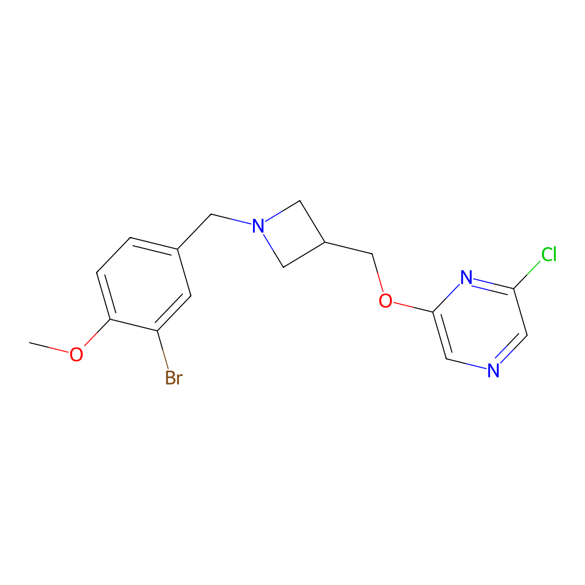 2-[[1-[(3-Bromo-4-methoxyphenyl)methyl]azetidin-3-yl]methoxy]-6-chloropyrazine molecular structure, CAS 3066802-40-9