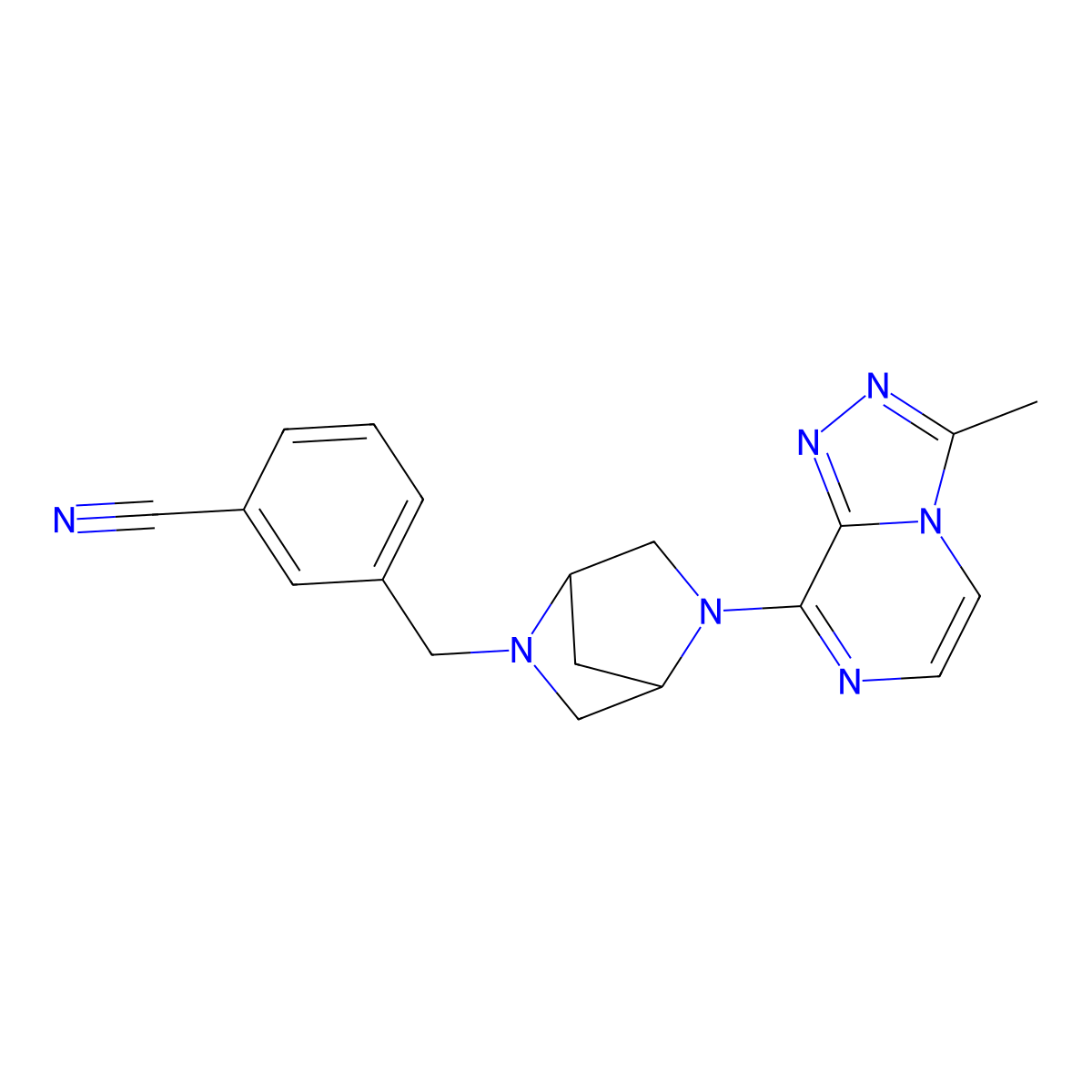 3-[[5-(3-Methyl-[1,2,4]triazolo[4,3-a]pyrazin-8-yl)-2,5-diazabicyclo[2.2.1]heptan-2-yl]methyl]benzonitrile molecular structure, CAS 3066833-65-3