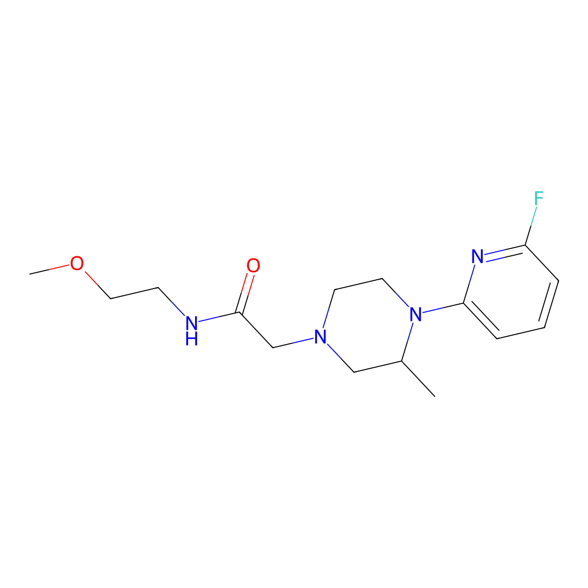 2-[4-(6-fluoropyridin-2-yl)-3-methylpiperazin-1-yl]-N-(2-methoxyethyl)acetamide molecular structure, CAS 3066858-66-7