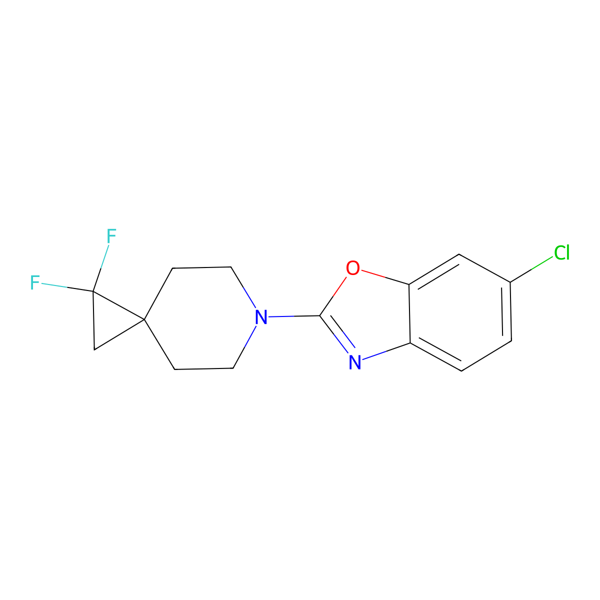 6-Chloro-2-(2,2-difluoro-6-azaspiro[2.5]octan-6-yl)-1,3-benzoxazole molecular structure, CAS 3066859-55-7