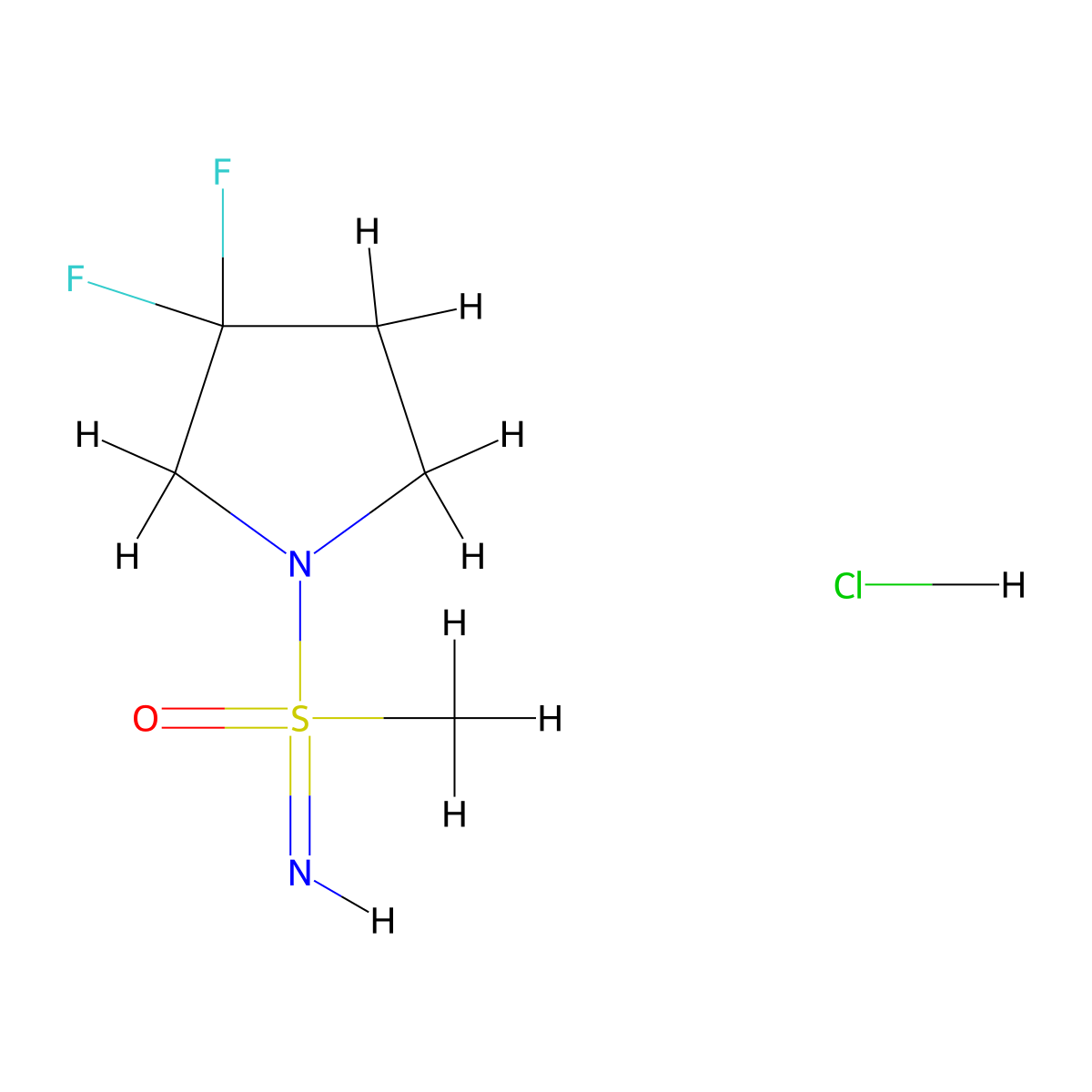 3,3-difluoro-1-(S-methylsulfonimidoyl)pyrrolidine hydrochloride molecular structure, CAS 3066888-68-1
