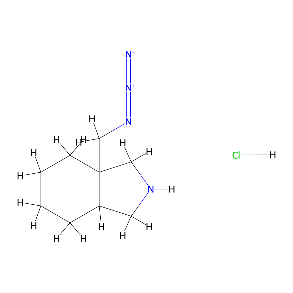 3a-(azidomethyl)-octahydro-1H-isoindole hydrochloride molecular structure, CAS 3066888-72-7