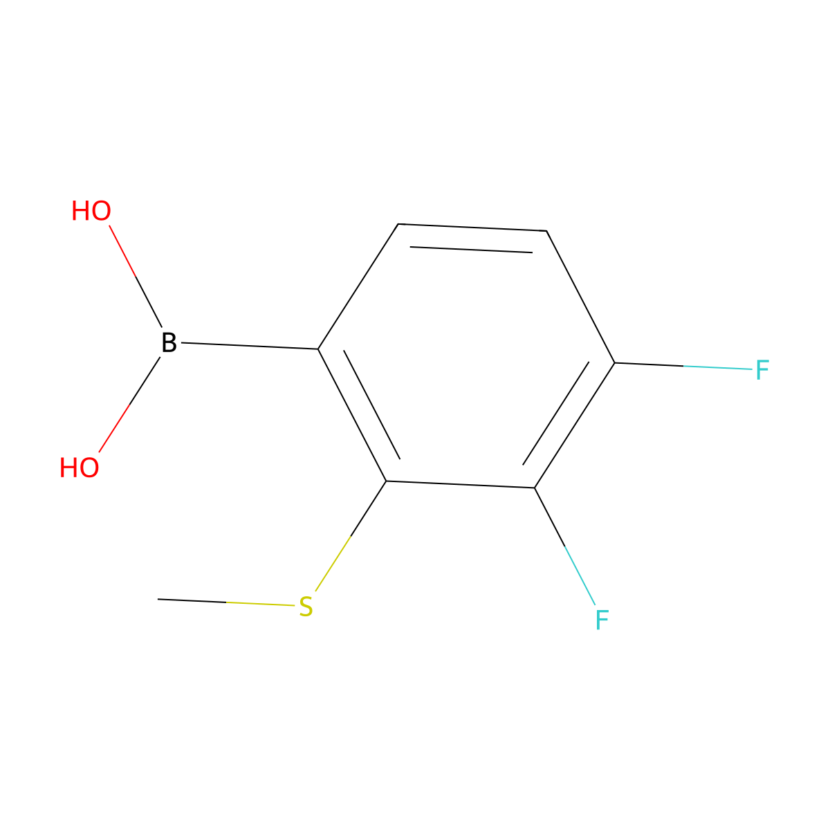 (3,4-Difluoro-2-(methylthio)phenyl)boronic acid molecular structure, CAS 3066939-25-8