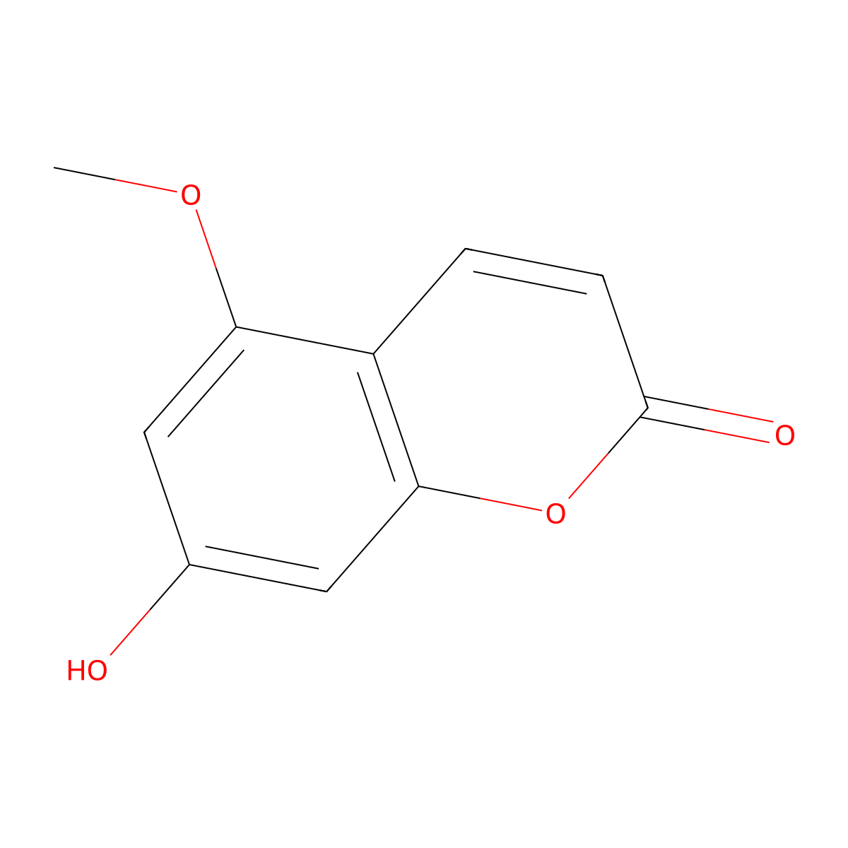 2H-1-Benzopyran-2-one, 7-hydroxy-5-methoxy- molecular structure, CAS 3067-10-5