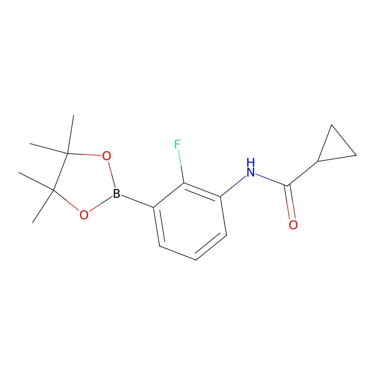 N-[2-fluoro-3-(tetramethyl-1,3,2-dioxaborolan-2-yl)phenyl]cyclopropanecarboxamide molecular structure, CAS 3067144-11-7