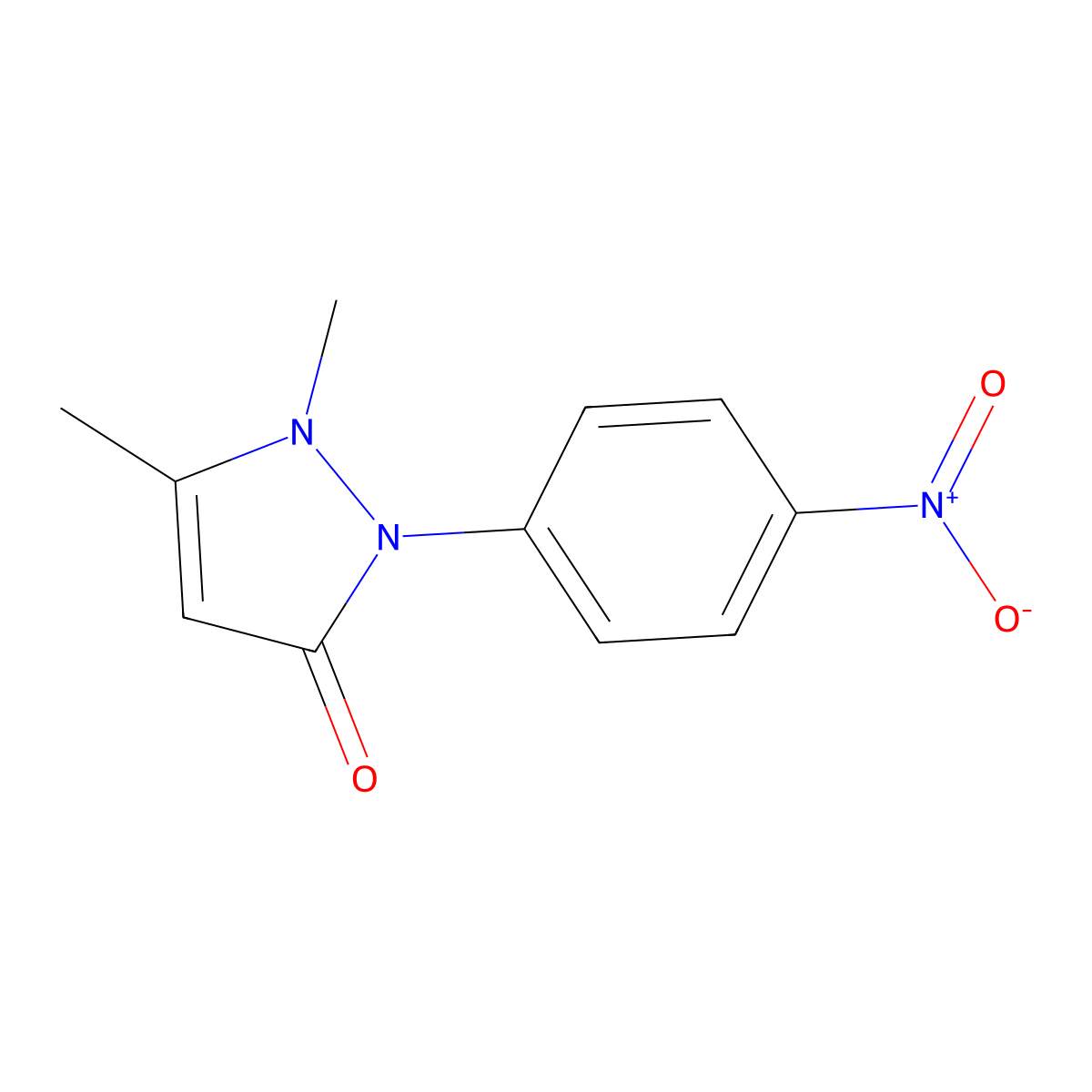 2,3-Dimethyl-1-(4-nitrophenyl)-3-pyrazolin-5-one molecular structure, CAS 30672-30-1