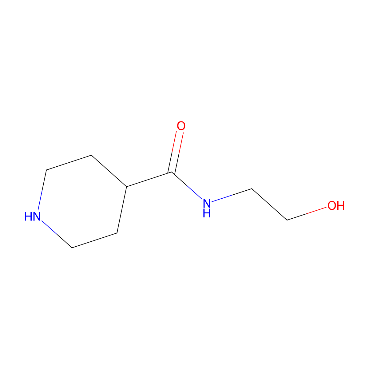 N-(2-Hydroxyethyl)piperidine-4-carboxamide molecular structure, CAS 30672-46-9