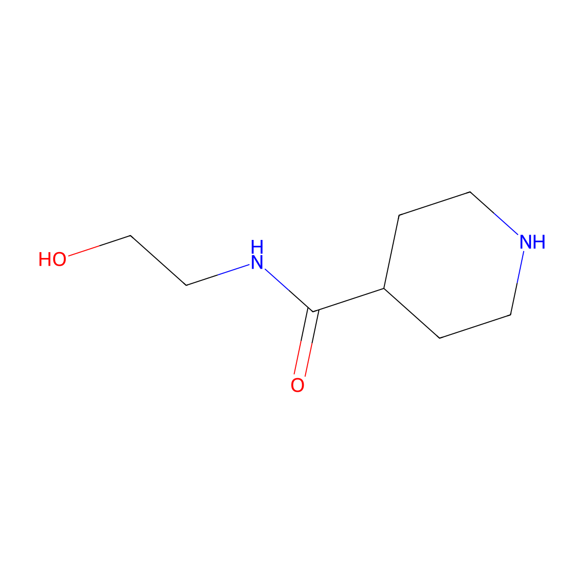 N-(2-Hydroxyethyl)piperidine-4-carboxamide molecular structure, CAS 30672-46-9