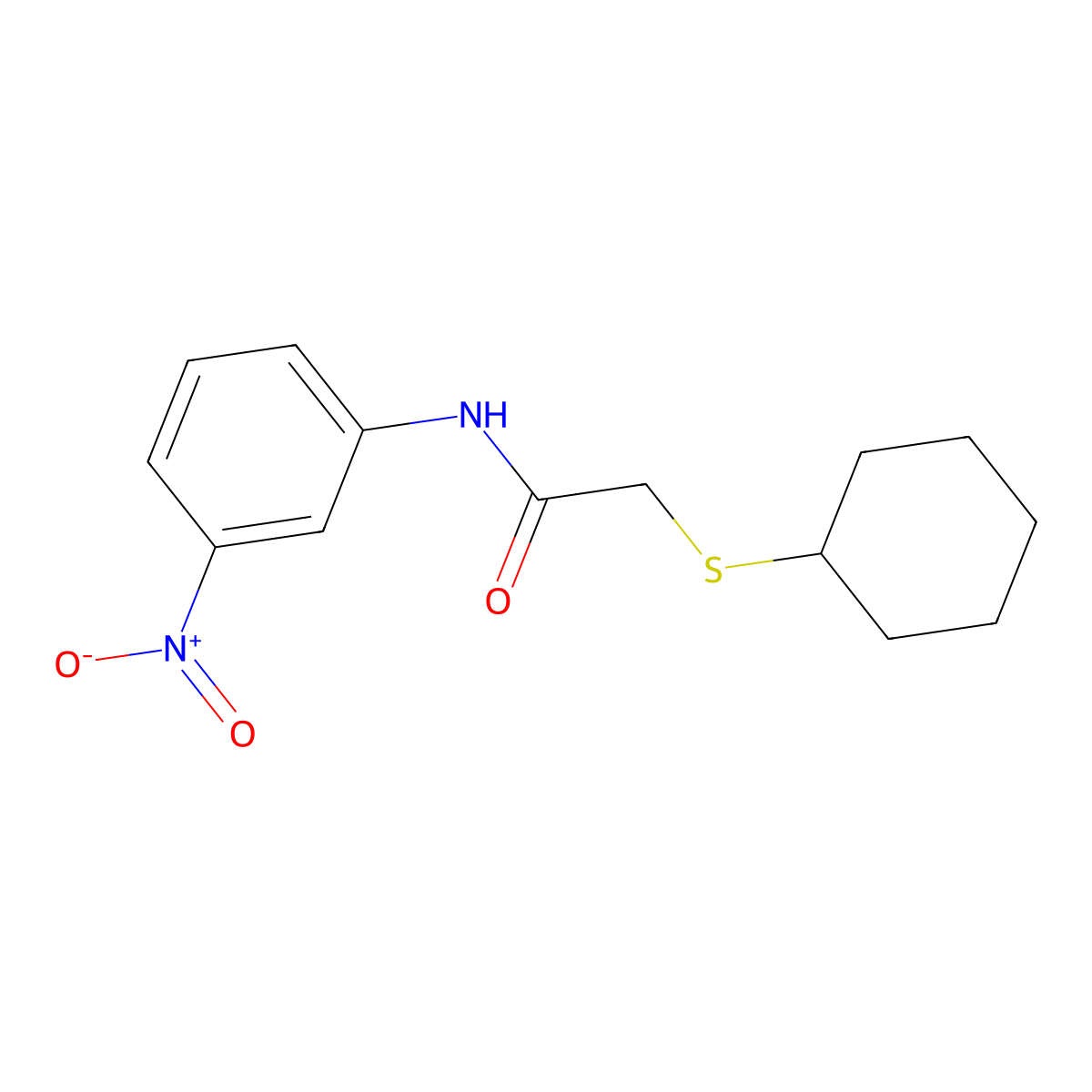 2-(cyclohexylsulfanyl)-N-(3-nitrophenyl)acetamide molecular structure, CAS 306729-95-3