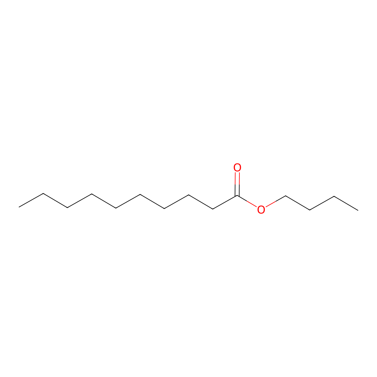 Butyl decanoate molecular structure, CAS 30673-36-0