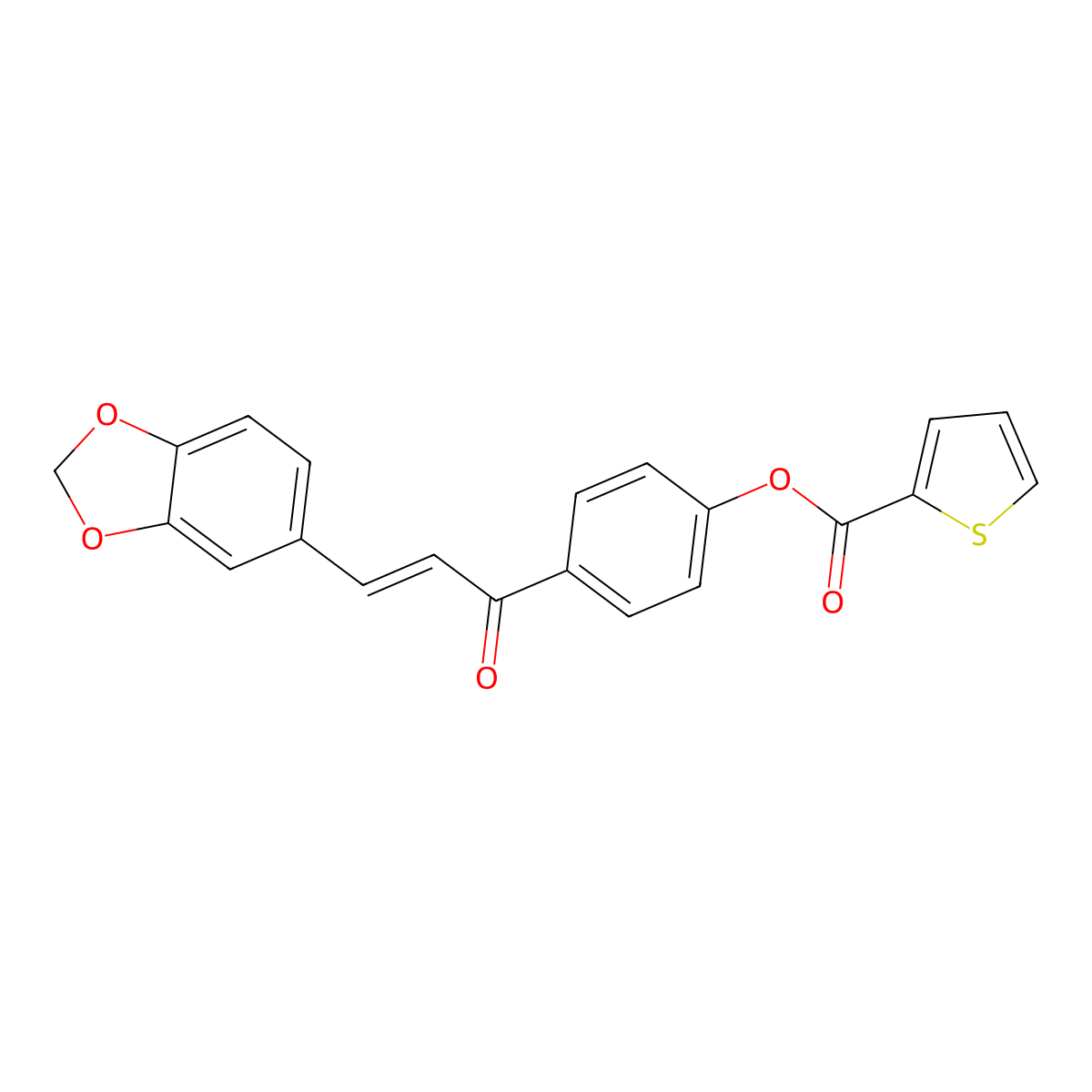 [4-[(E)-3-(1,3-benzodioxol-5-yl)prop-2-enoyl]phenyl] thiophene-2-carboxylate molecular structure, CAS 306730-09-6