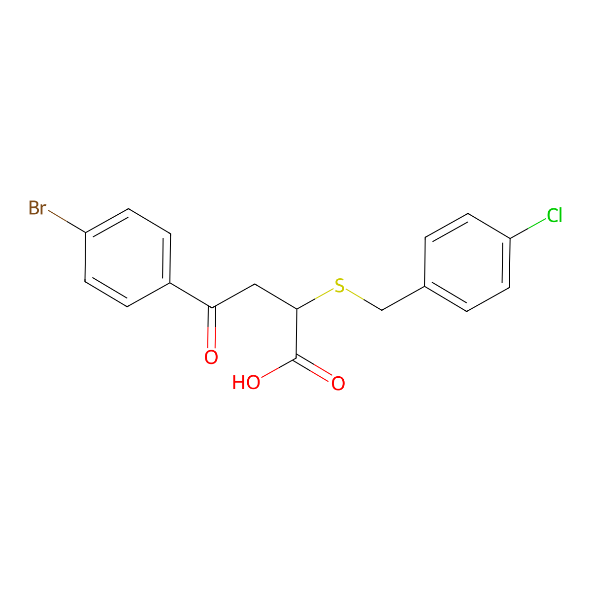 4-(4-Bromophenyl)-2-[(4-chlorobenzyl)sulfanyl]-4-oxobutanoic acid molecular structure, CAS 306730-18-7