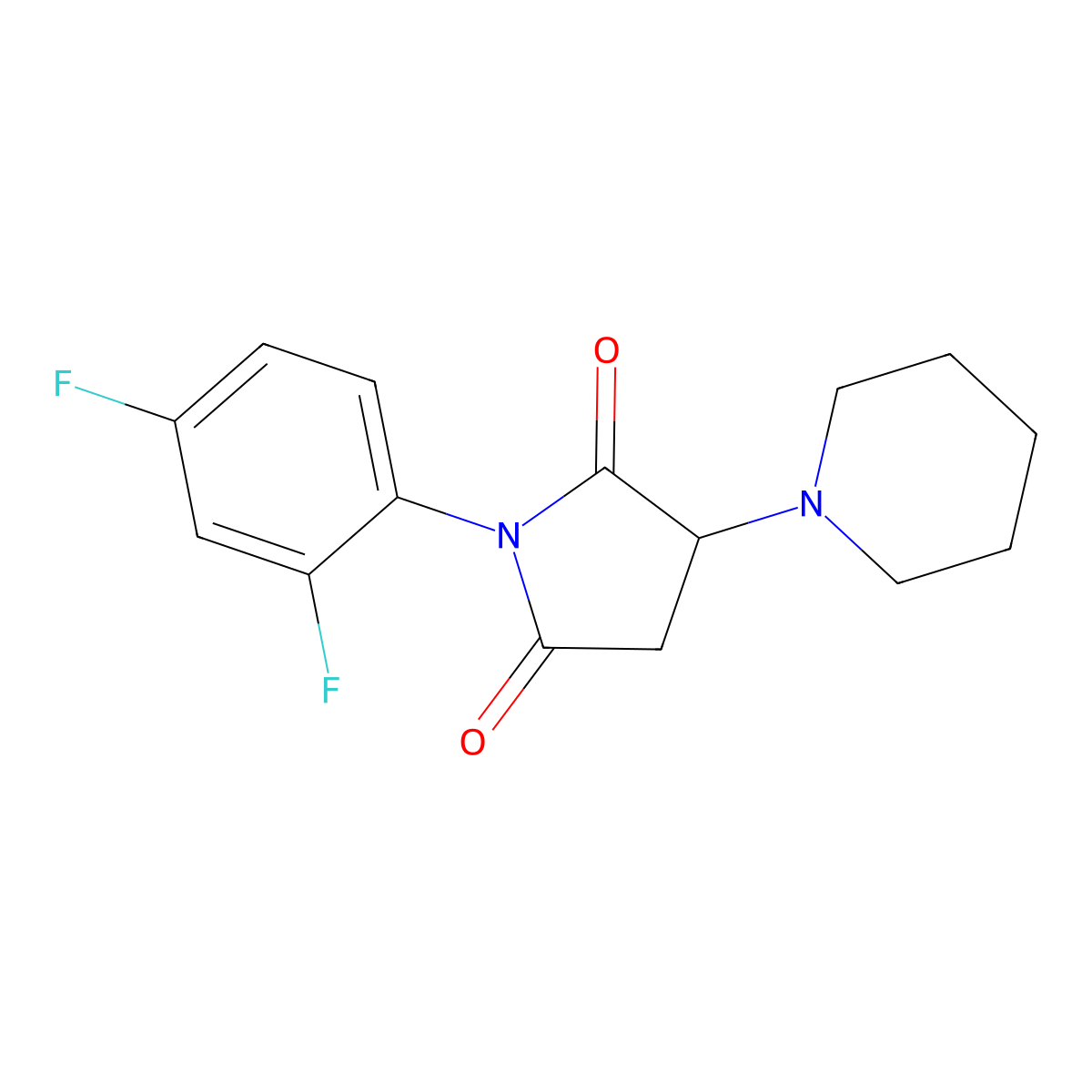 1-(2,4-difluorophenyl)-3-piperidinodihydro-1H-pyrrole-2,5-dione molecular structure, CAS 306730-21-2
