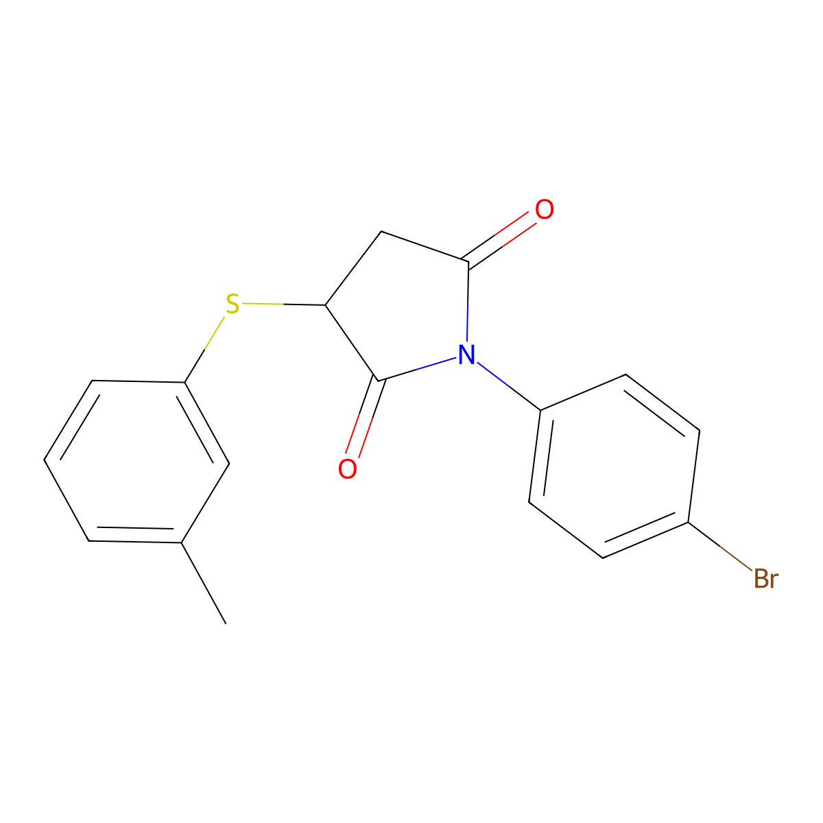 1-(4-Bromophenyl)-3-(3-methylphenyl)sulfanylpyrrolidine-2,5-dione molecular structure, CAS 306730-26-7