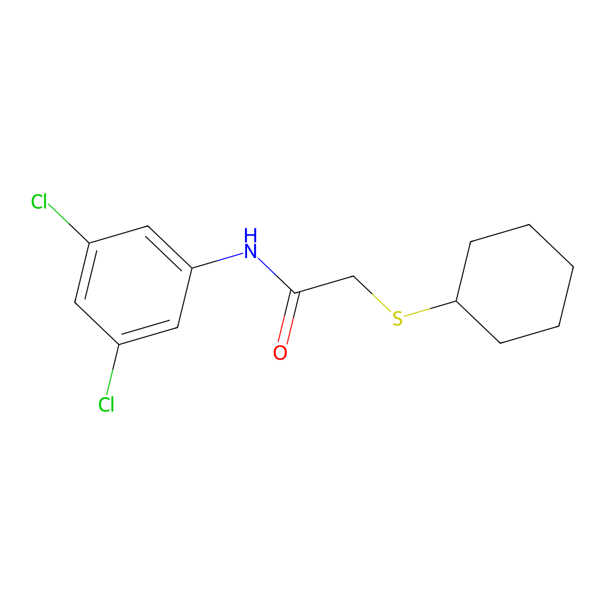 2-(cyclohexylsulfanyl)-N-(3,5-dichlorophenyl)acetamide molecular structure, CAS 306730-39-2