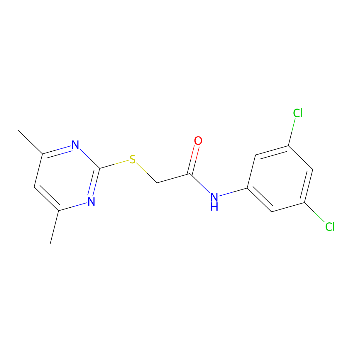 N-(3,5-Dichlorophenyl)-2-((4,6-dimethylpyrimidin-2-yl)thio)acetamide molecular structure, CAS 306730-43-8