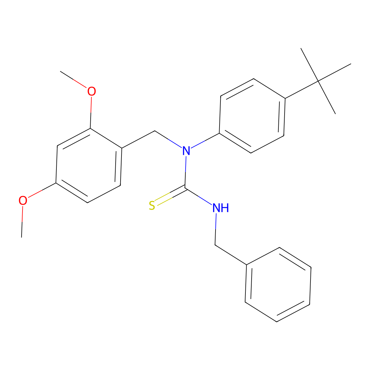 N'-benzyl-N-[4-(tert-butyl)phenyl]-N-(2,4-dimethoxybenzyl)thiourea molecular structure, CAS 306730-47-2