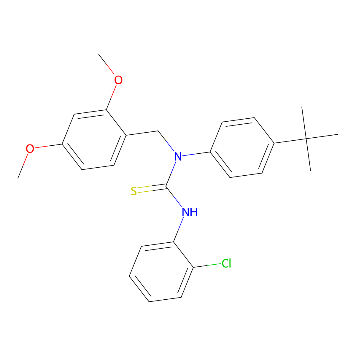 1-(4-Tert-butylphenyl)-3-(2-chlorophenyl)-1-[(2,4-dimethoxyphenyl)methyl]thiourea molecular structure, CAS 306730-48-3
