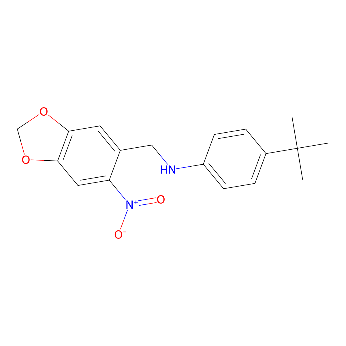 4-(tert-butyl)-N-[(6-nitro-1,3-benzodioxol-5-yl)methyl]aniline molecular structure, CAS 306730-49-4
