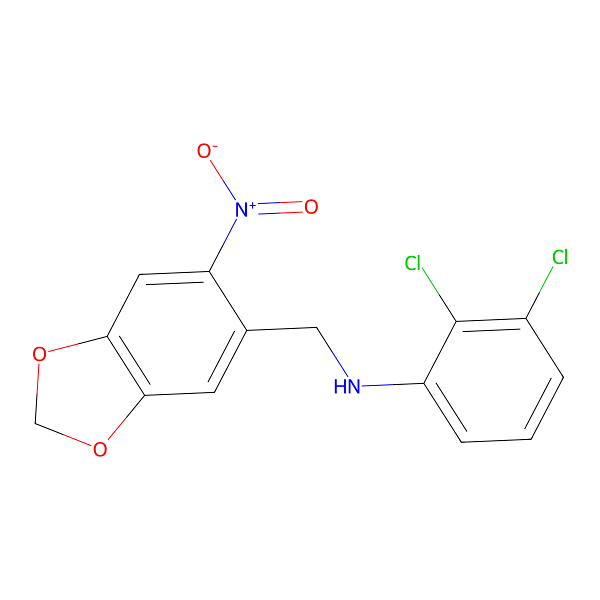 2,3-dichloro-N-[(6-nitro-1,3-benzodioxol-5-yl)methyl]aniline molecular structure, CAS 306730-53-0