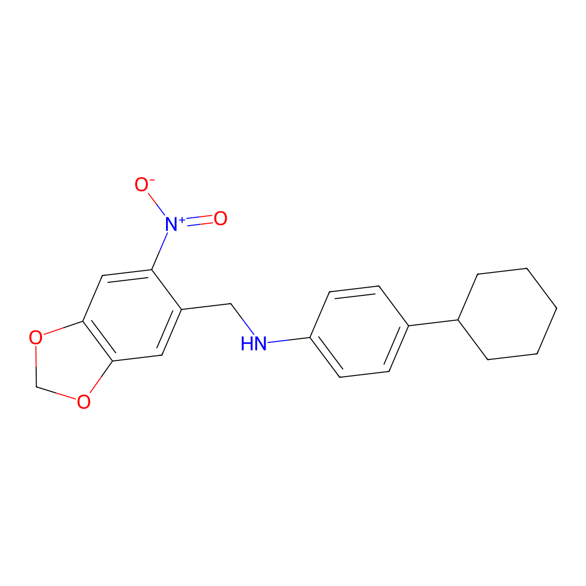 4-cyclohexyl-N-[(6-nitro-1,3-benzodioxol-5-yl)methyl]aniline molecular structure, CAS 306730-59-6
