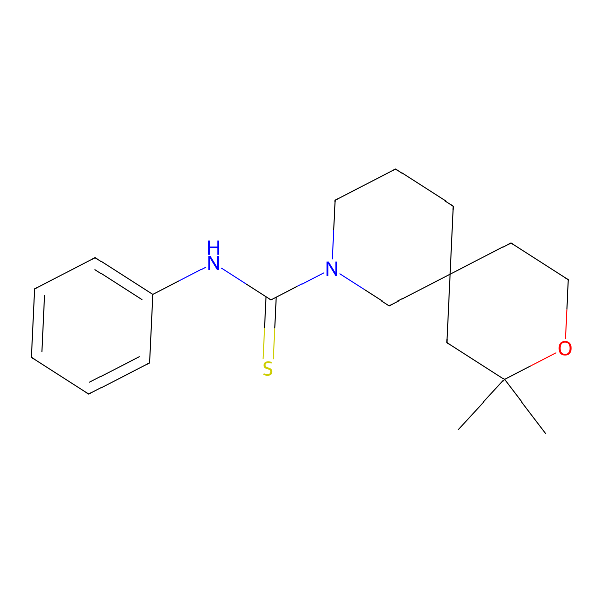 8,8-dimethyl-N-phenyl-9-oxa-2-azaspiro[5.5]undecane-2-carbothioamide molecular structure, CAS 306730-85-8