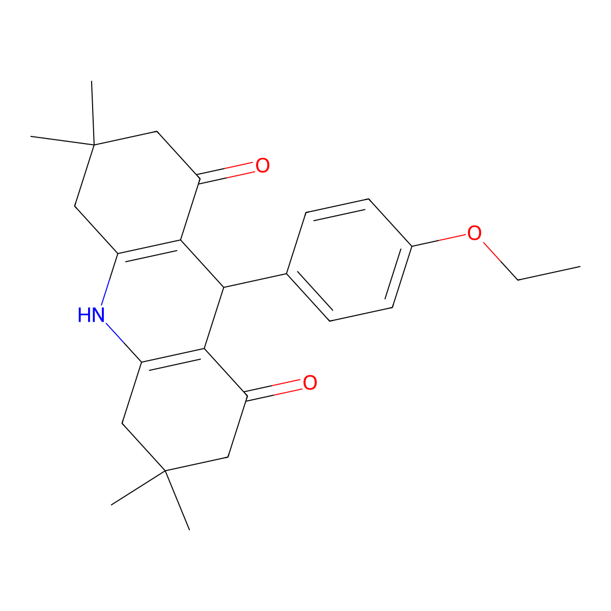 9-(4-ethoxyphenyl)-3,3,6,6-tetramethyl-3,4,6,7,9,10-hexahydroacridine-1,8(2H,5H)-dione molecular structure, CAS 306731-62-4