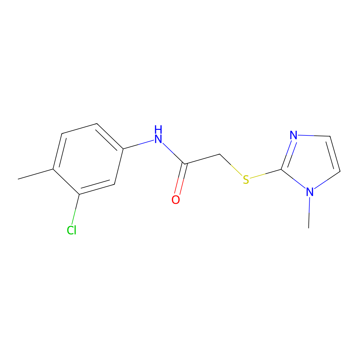N-(3-Chloro-4-methylphenyl)-2-((1-methyl-1H-imidazol-2-YL)thio)acetamide molecular structure, CAS 306732-11-6