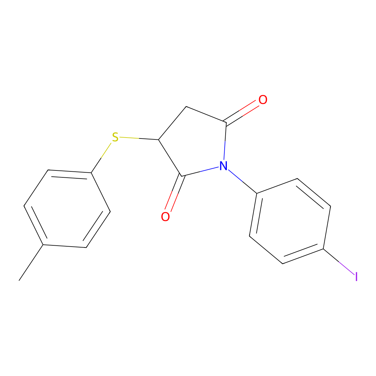 1-(4-iodophenyl)-3-[(4-methylphenyl)sulfanyl]dihydro-1H-pyrrole-2,5-dione molecular structure, CAS 306732-15-0