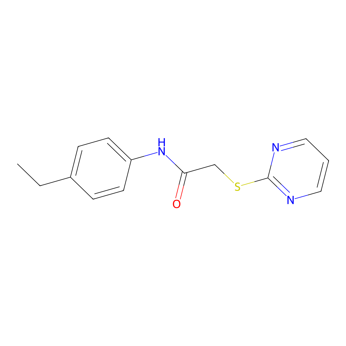 N-(4-ethylphenyl)-2-(2-pyrimidinylsulfanyl)acetamide molecular structure, CAS 306732-23-0