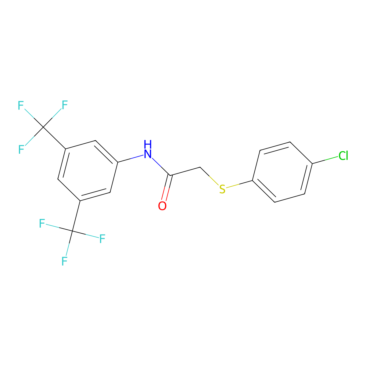 N-[3,5-bis(trifluoromethyl)phenyl]-2-[(4-chlorophenyl)sulfanyl]acetamide molecular structure, CAS 306732-33-2