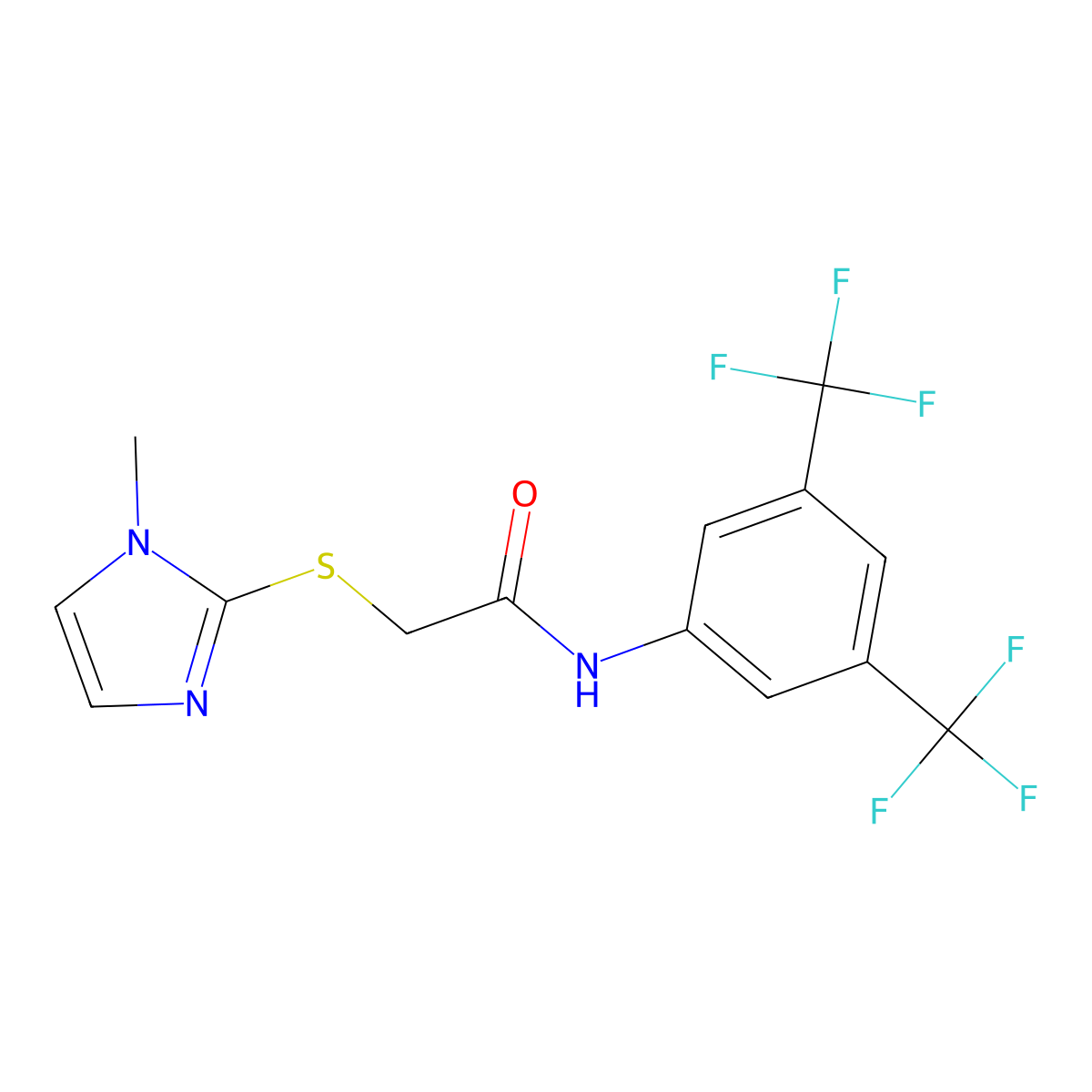 N-[3,5-bis(trifluoromethyl)phenyl]-2-[(1-methyl-1H-imidazol-2-yl)sulfanyl]acetamide molecular structure, CAS 306732-34-3