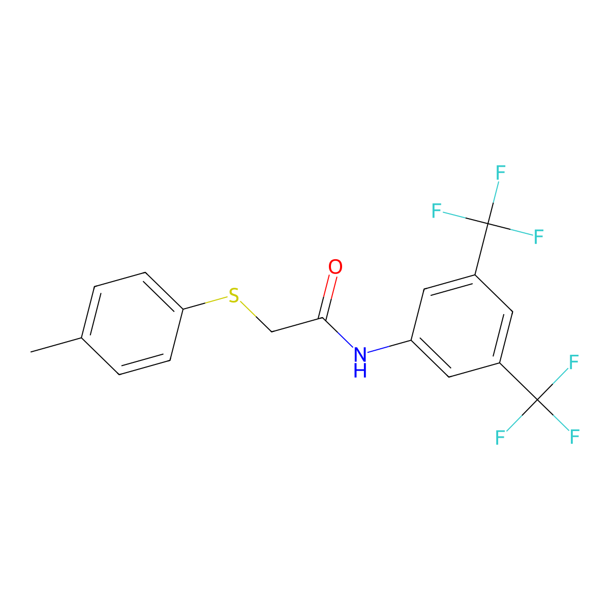 N-[3,5-bis(trifluoromethyl)phenyl]-2-[(4-methylphenyl)sulfanyl]acetamide molecular structure, CAS 306732-37-6