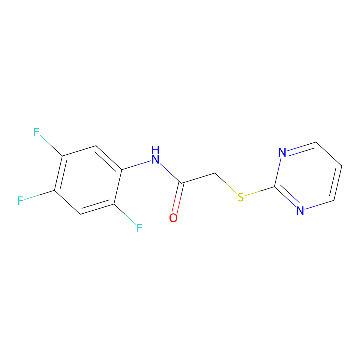 2-(2-pyrimidinylsulfanyl)-N-(2,4,5-trifluorophenyl)acetamide molecular structure, CAS 306732-41-2