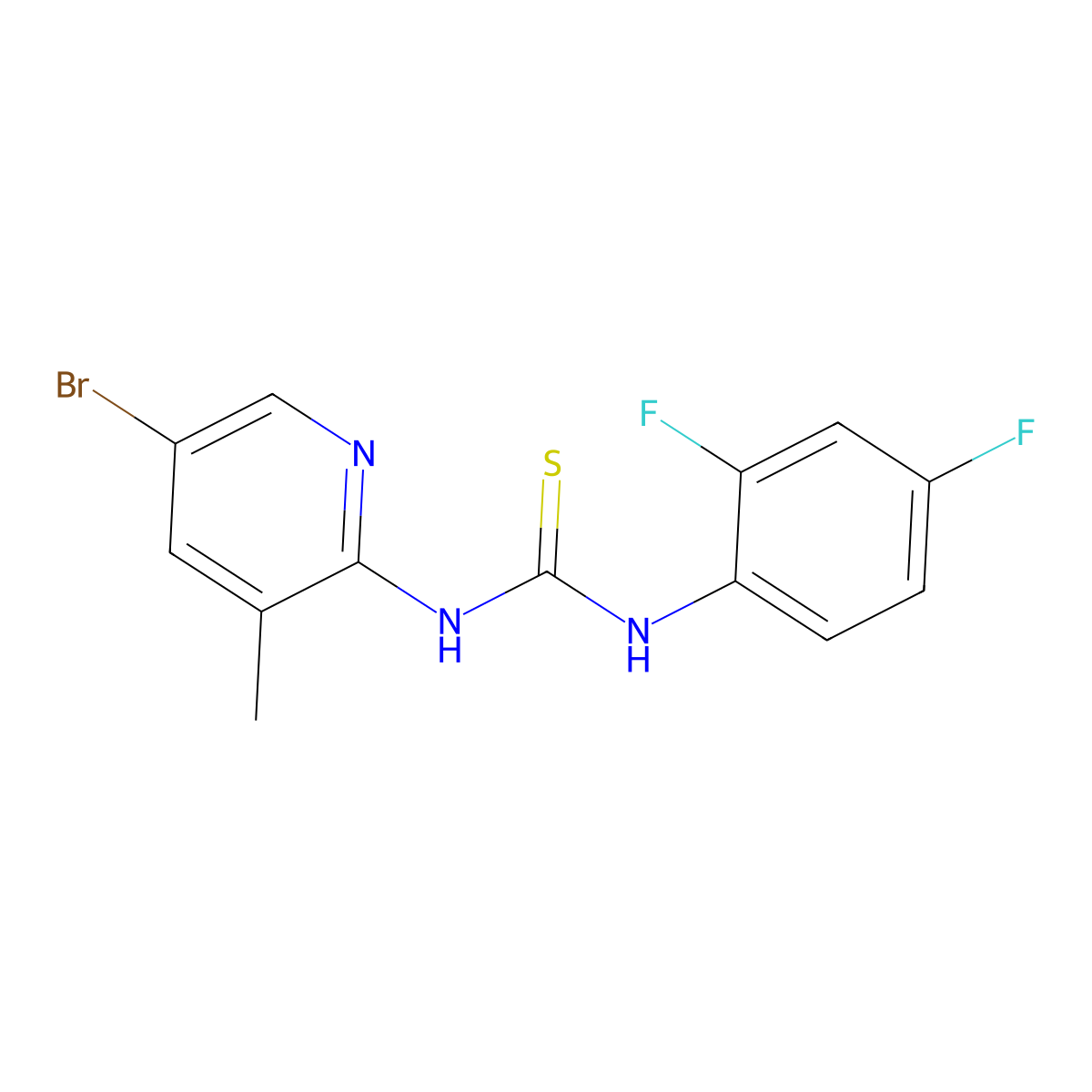 N-(5-bromo-3-methyl-2-pyridinyl)-N'-(2,4-difluorophenyl)thiourea molecular structure, CAS 306732-47-8