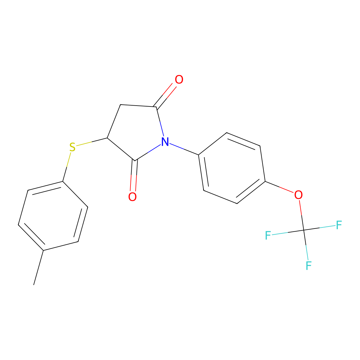 3-(4-Methylphenylthio)-1-[4-(trifluoromethoxy)phenyl]azolidine-2,5-dione molecular structure, CAS 306732-49-0