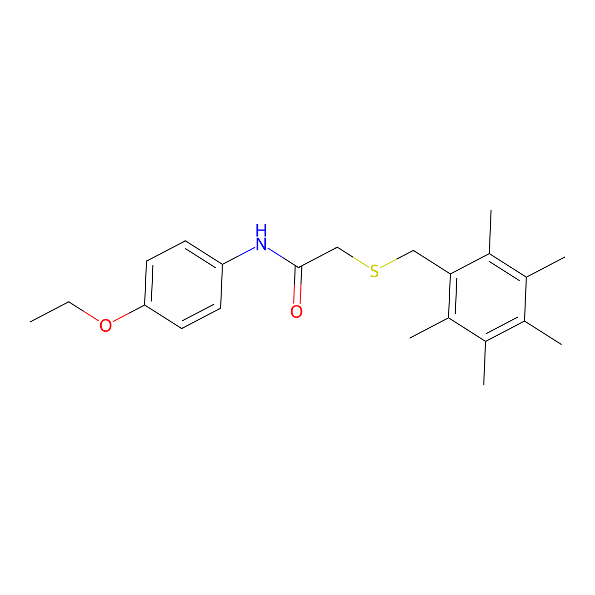 N-(4-ethoxyphenyl)-2-[(2,3,4,5,6-pentamethylbenzyl)sulfanyl]acetamide molecular structure, CAS 306732-51-4