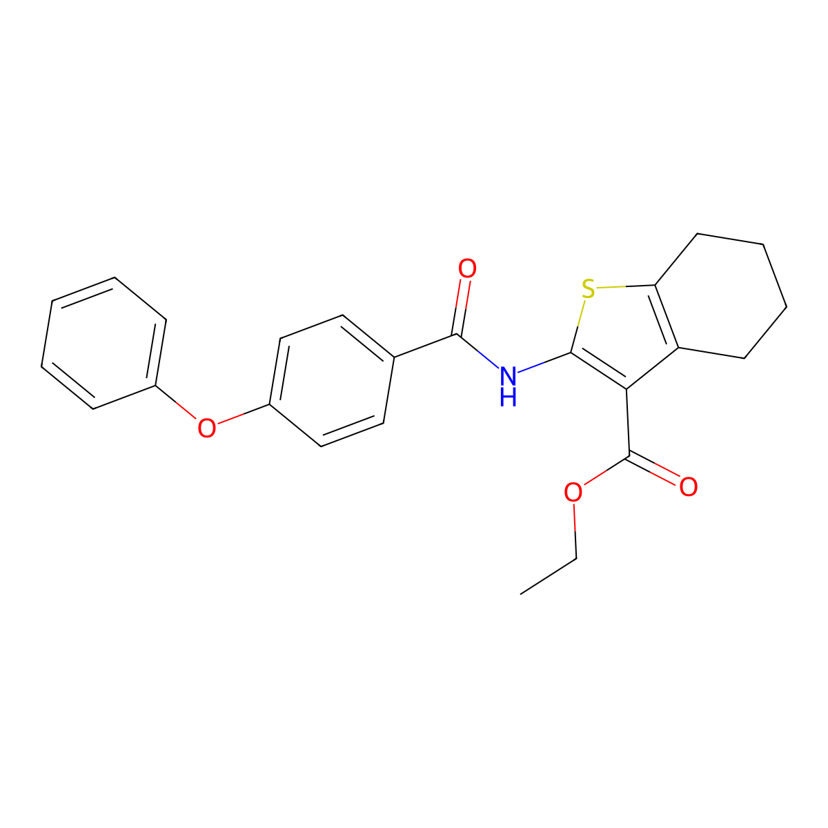 Ethyl 2-(4-phenoxybenzamido)-4,5,6,7-tetrahydrobenzo[b]thiophene-3-carboxylate molecular structure, CAS 306735-28-4