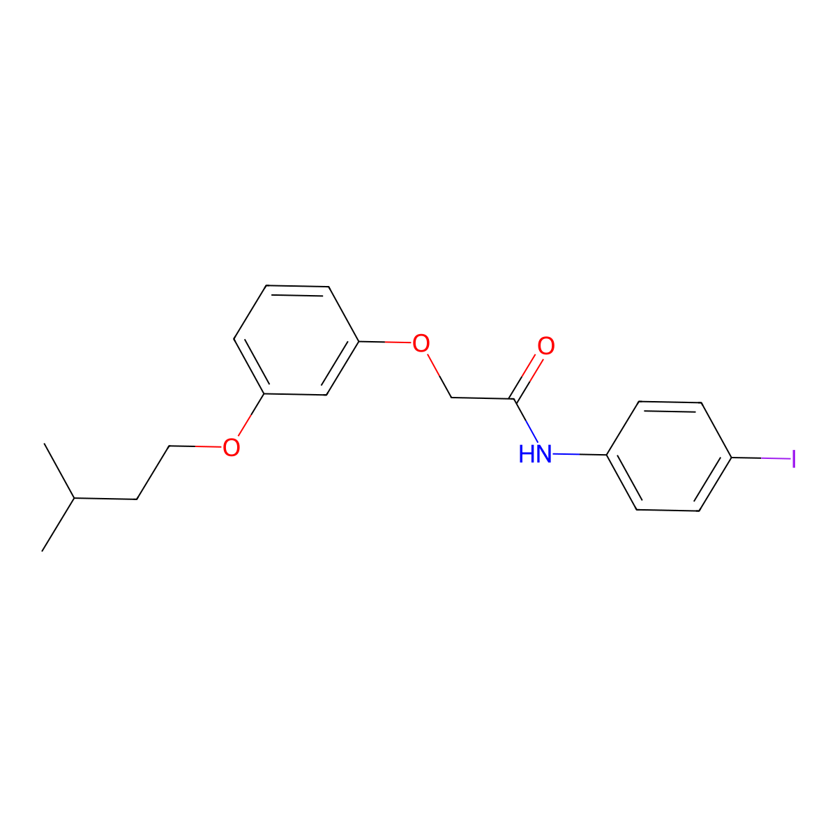 N-(4-iodophenyl)-2-[3-(3-methylbutoxy)phenoxy]acetamide molecular structure, CAS 306735-44-4