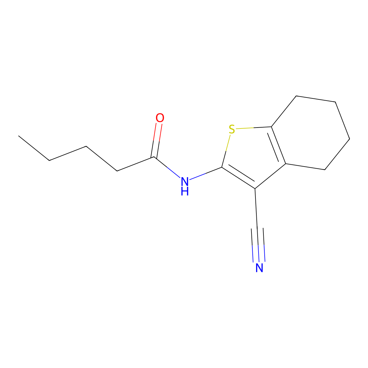 N-(3-cyano-4,5,6,7-tetrahydro-1-benzothiophen-2-yl)pentanamide molecular structure, CAS 306736-04-9