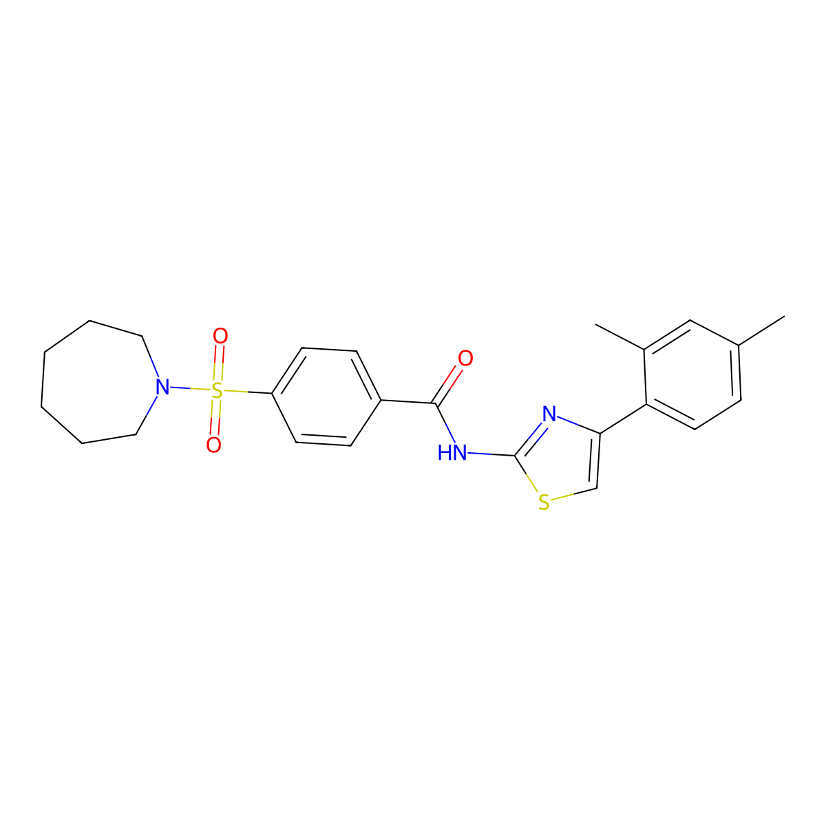 4-(azepan-1-ylsulfonyl)-N-(4-(2,4-dimethylphenyl)thiazol-2-yl)benzamide molecular structure, CAS 306736-40-3