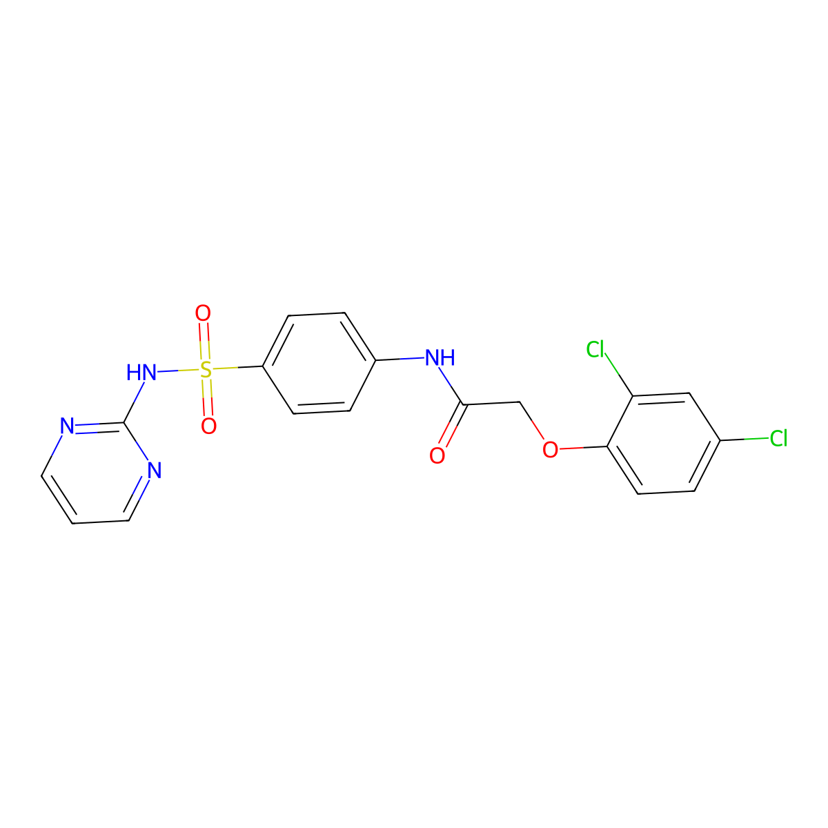 2-(2,4-dichlorophenoxy)-N-[4-(pyrimidin-2-ylsulfamoyl)phenyl]acetamide molecular structure, CAS 306736-91-4