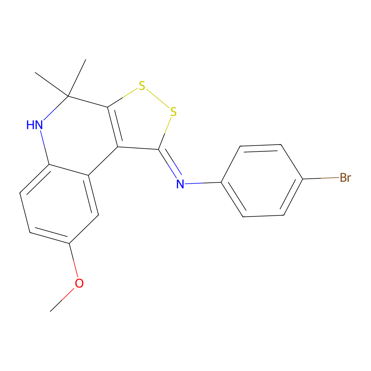 4-bromo-N-[(1Z)-8-methoxy-4,4-dimethyl-4,5-dihydro-1H-[1,2]dithiolo[3,4-c]quinolin-1-ylidene]aniline molecular structure, CAS 306737-02-0