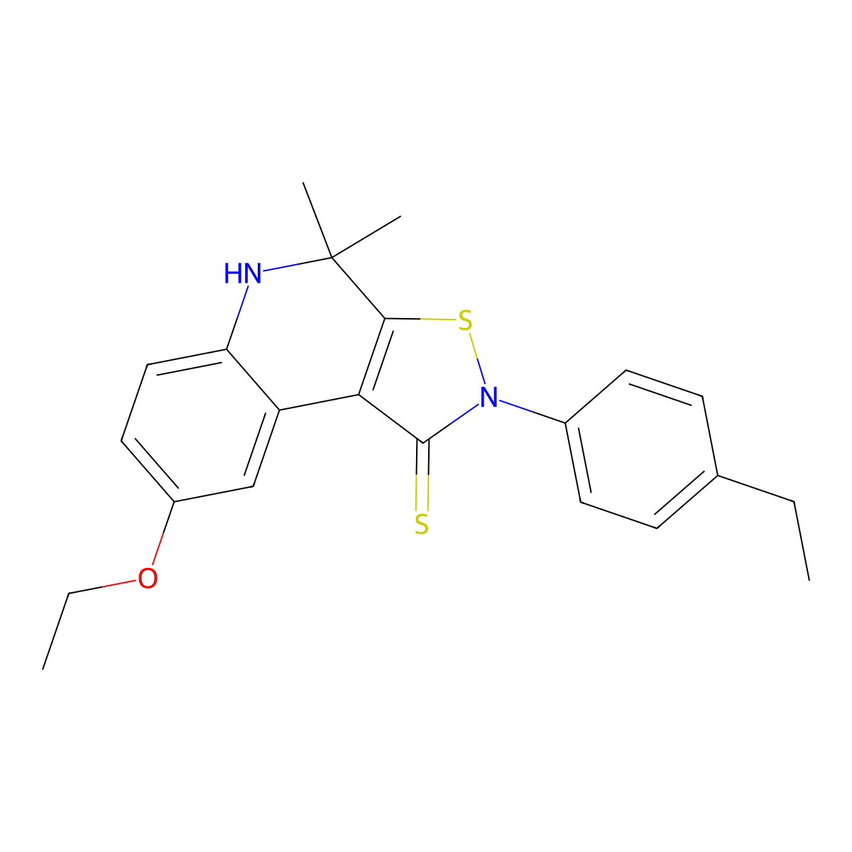 8-ethoxy-2-(4-ethylphenyl)-4,4-dimethyl-4,5-dihydroisothiazolo[5,4-c]quinoline-1(2H)-thione molecular structure, CAS 306737-03-1