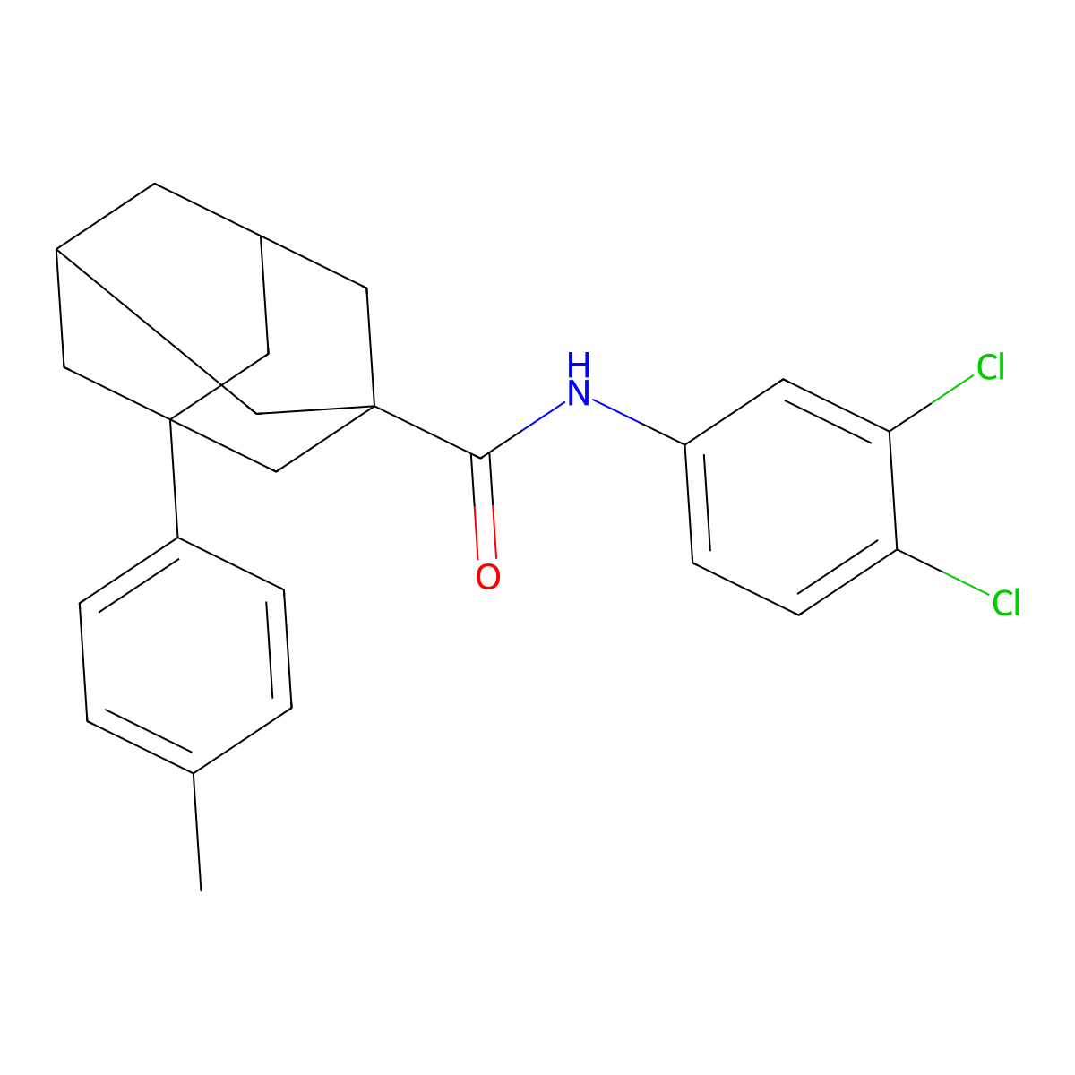 N-(3,4-dichlorophenyl)-3-(4-methylphenyl)adamantane-1-carboxamide molecular structure, CAS 306737-18-8