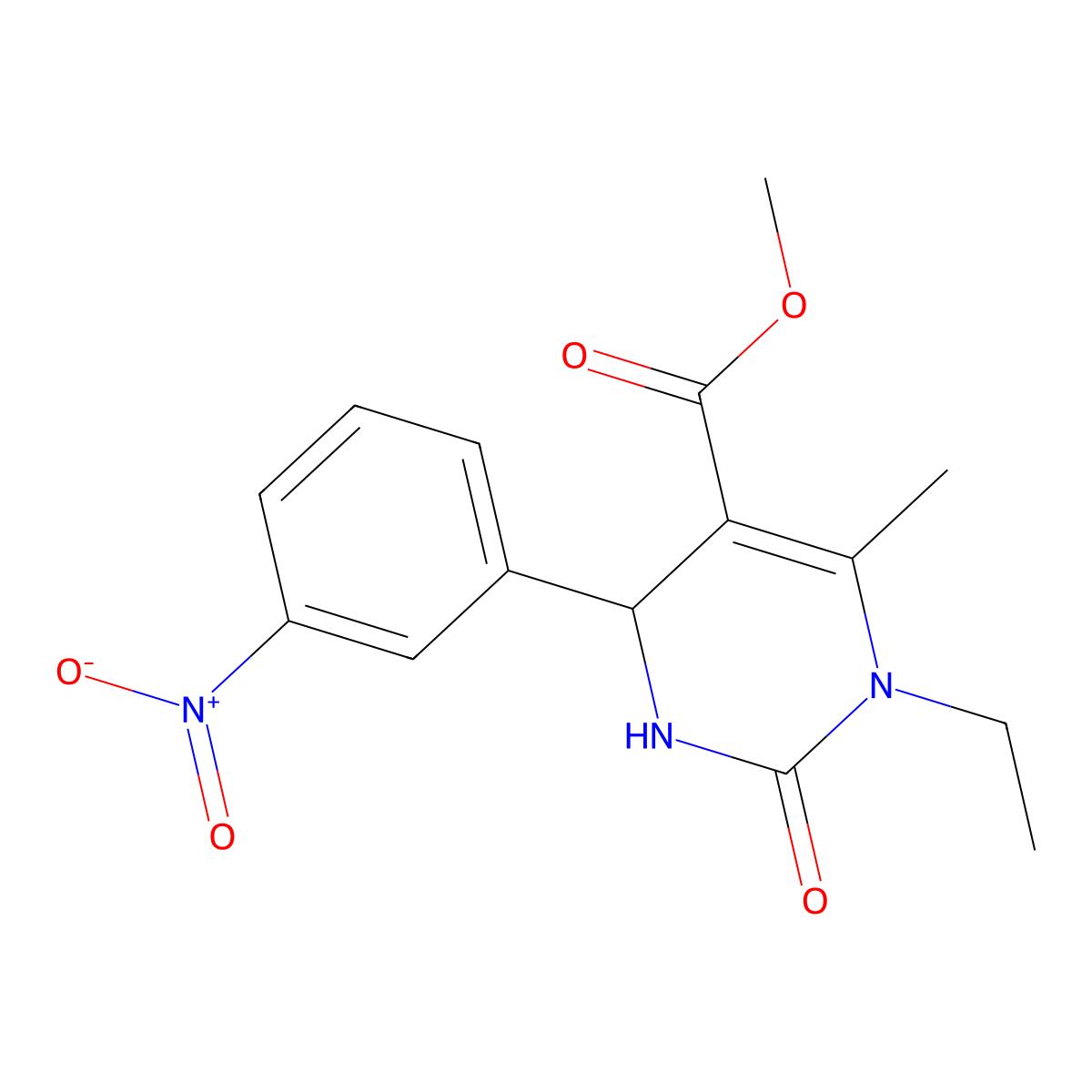 Methyl 1-ethyl-6-methyl-4-(3-nitrophenyl)-2-oxo-1,2,3,4-tetrahydropyrimidine-5-carboxylate molecular structure, CAS 306737-19-9