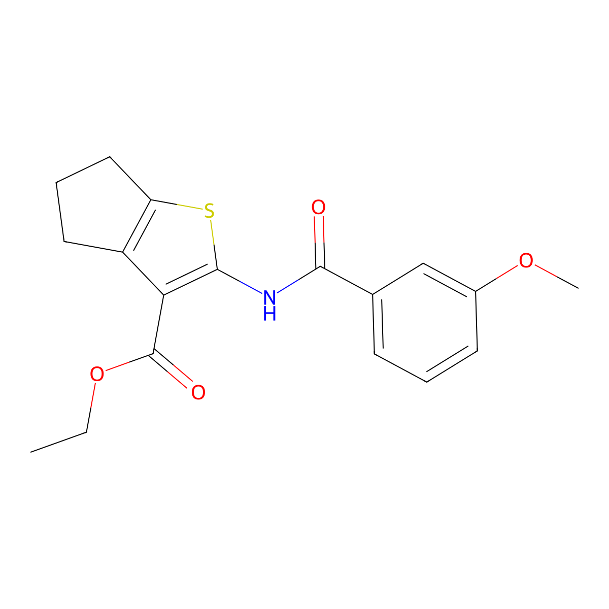 ethyl 2-[(3-methoxybenzoyl)amino]-5,6-dihydro-4H-cyclopenta[b]thiophene-3-carboxylate molecular structure, CAS 306737-26-8